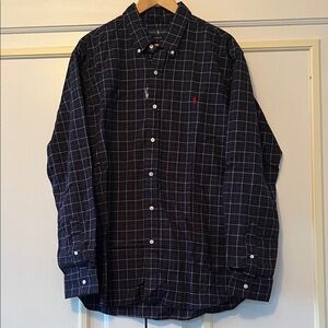 Polo by Ralph Lauren Men's Dark Blue Plaid Shirt